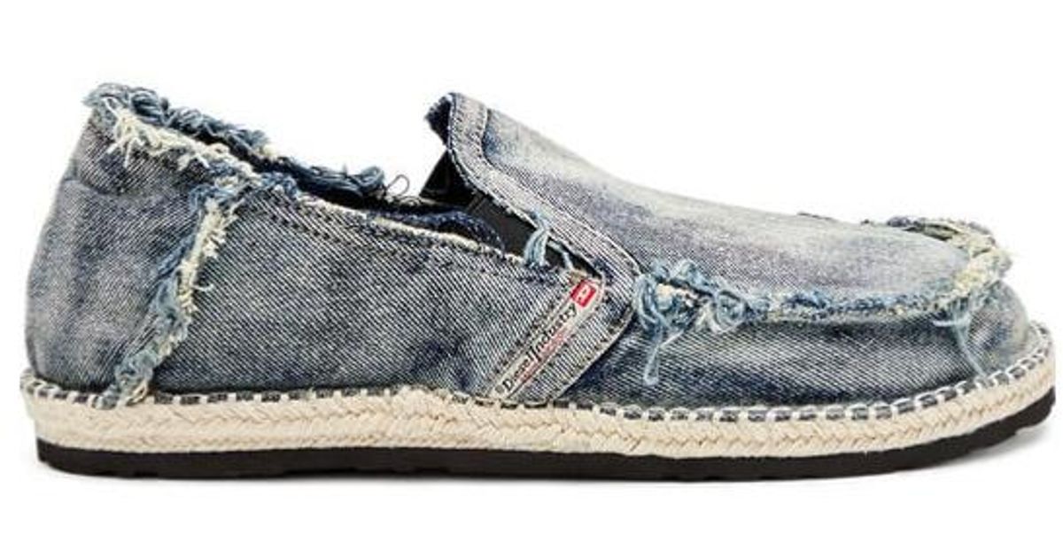 Diesel Off-White Slip-On Canvas Loafers with Exposed Zipper diesel-Marineblau-Mokassin.jpeg main image 2