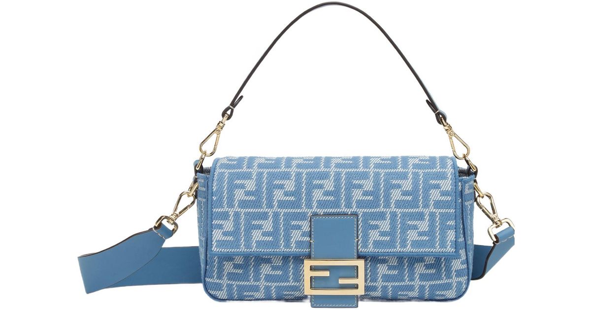 ショルダーバッグ・ポシェット Fendi Fendigraphy Minibag In Jacquard Ff Denim Effect Blue Fendigraphy Mini Fabric Blue | Fendi