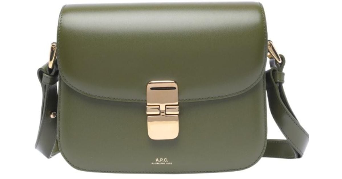 A.P.C. Grace Logo Printed Small Shoulder Bag in Green | Lyst