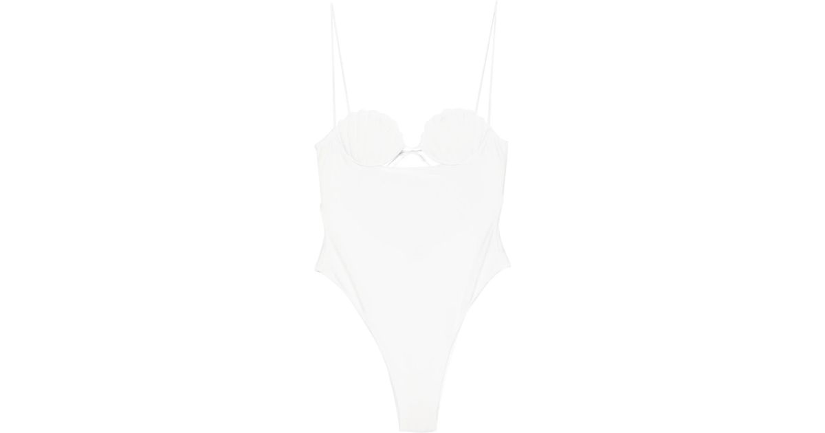 Oséree Bridal Shell Swimsuit in White | Lyst