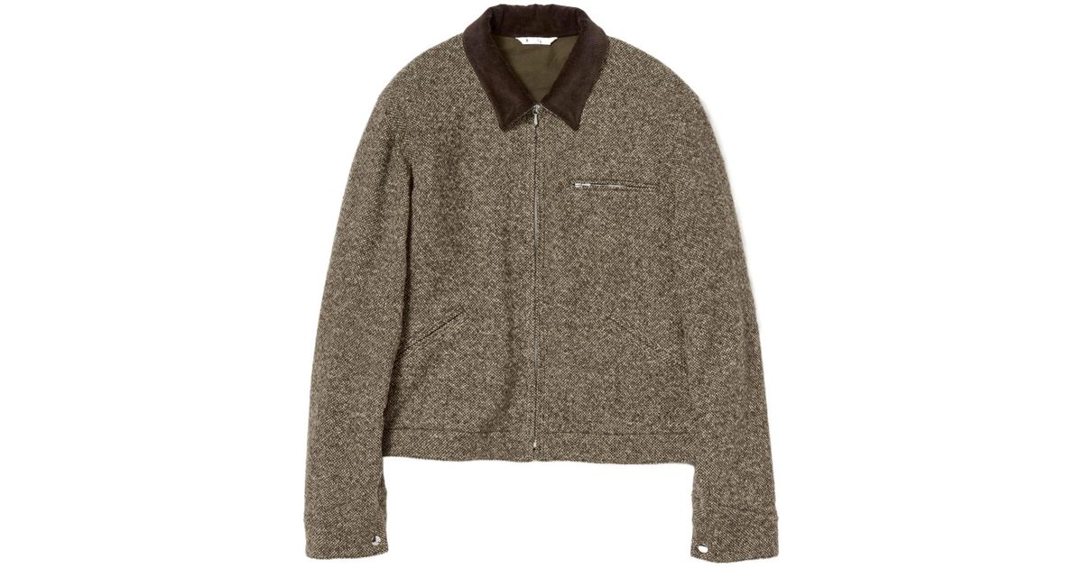 AURALEE Tweed Zip Blouson in Brown for Men | Lyst