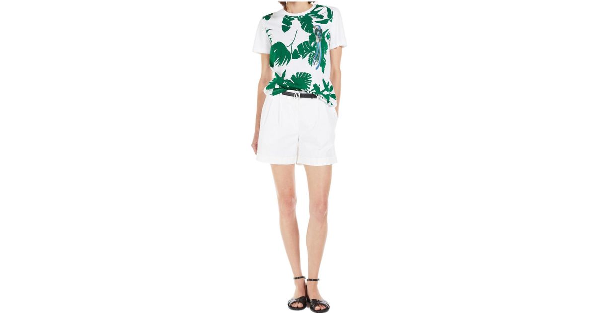 Max Mara Studio Embellished Crewneck T-Shirt in Green | Lyst