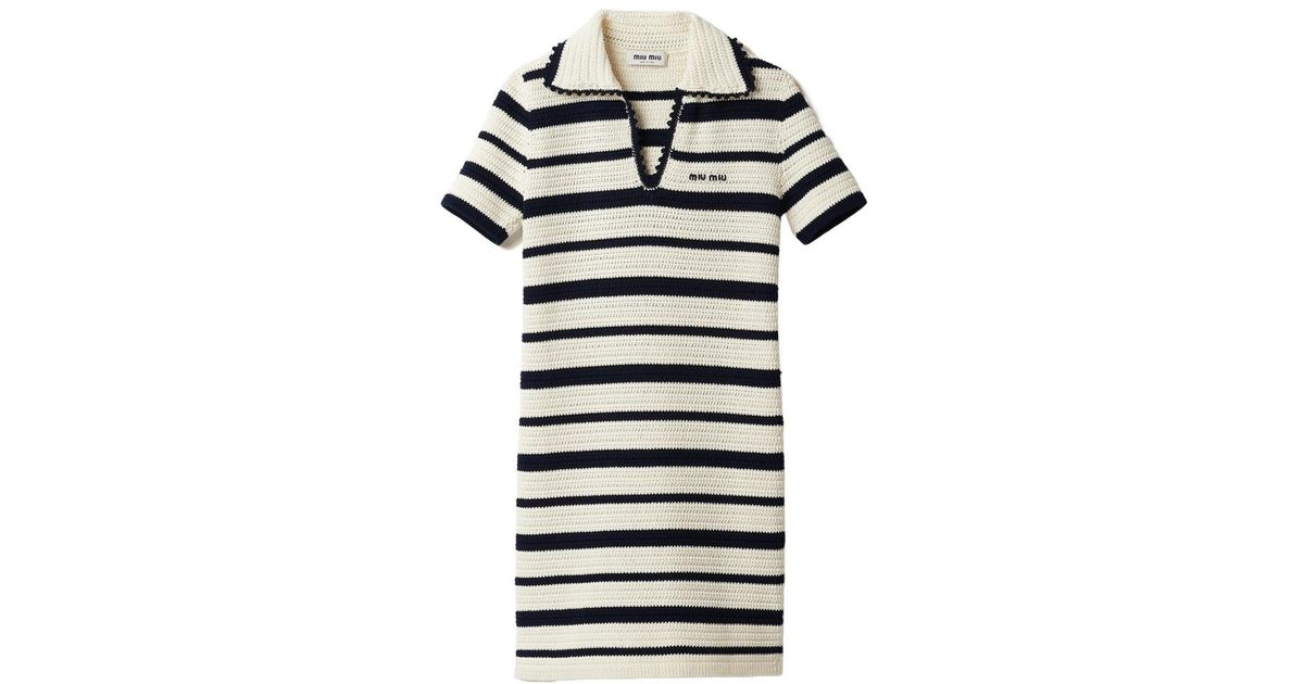 Miu Miu Cotton Polo Dress in Blue | Lyst