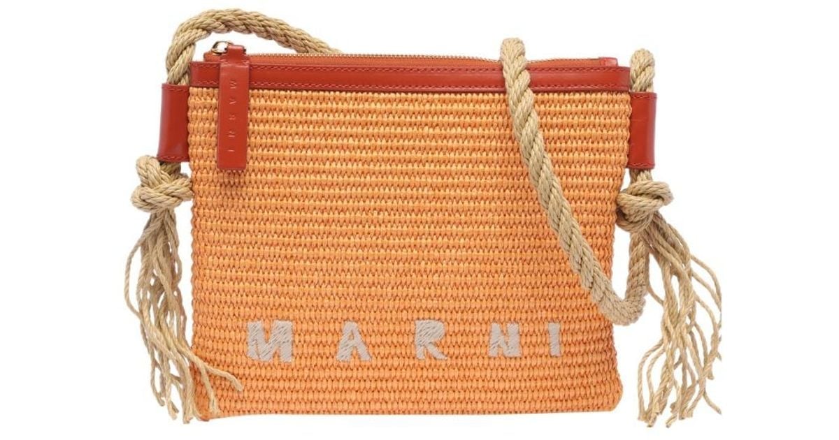 Marni Marcel Logo Embroidered Crossbody Bag in Orange | Lyst