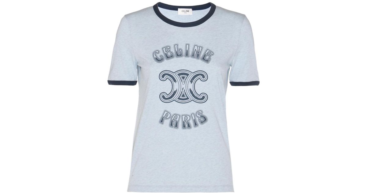 Celine Paris 70S T-Shirt in Blue | Lyst
