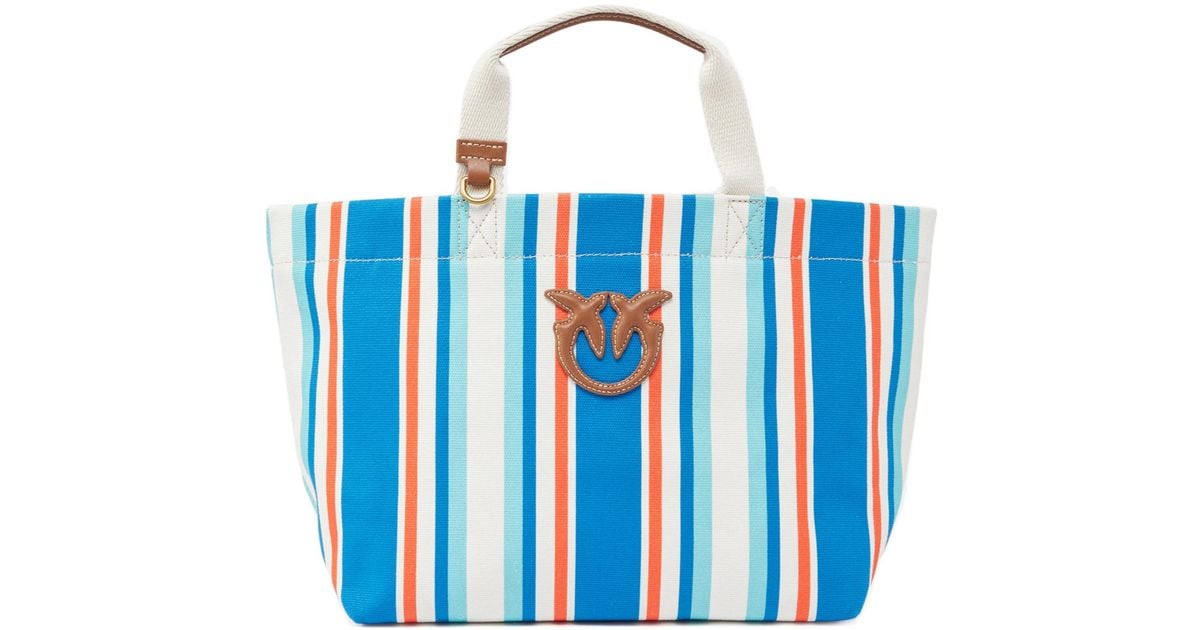 トートバッグ Pinko Medium Shopper Bag In Striped Canvas 104753A2G5-H87Q