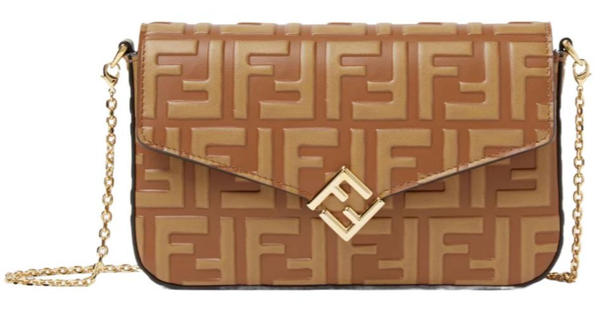 Fendi Ff Diamonds Chain-Linked Wallet in Brown | Lyst