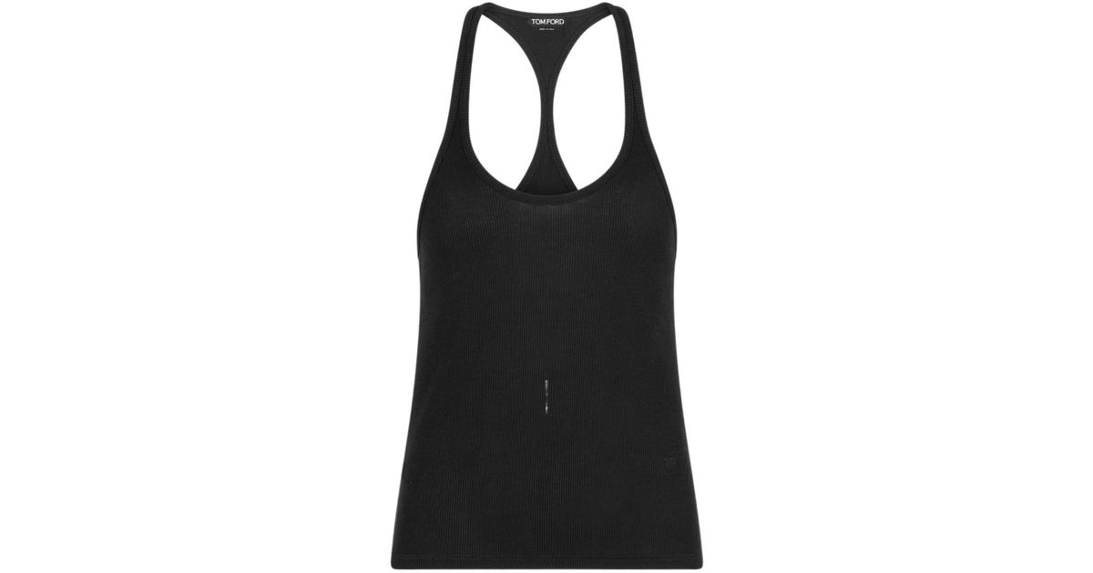 Tom Ford Ribbed Racerback Tank Top in Black | Lyst