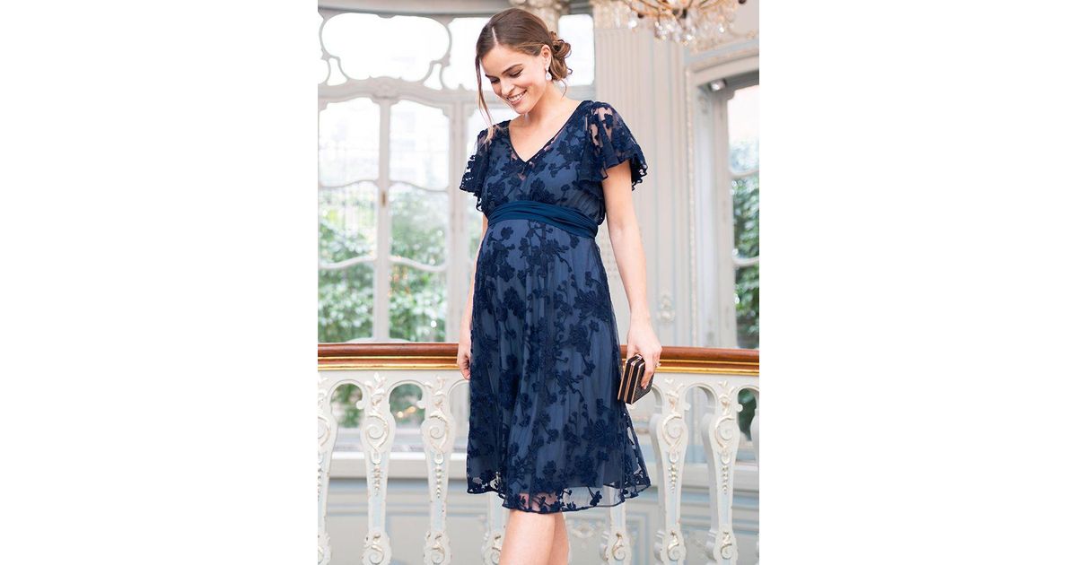 Seraphine Navy Blue Floral Lace Maternity To Nursing Occasion Dress Lyst