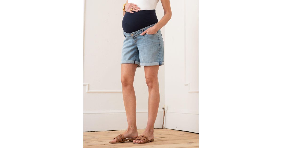 Seraphine Stretch Denim Over Bump Shorts in Blue Lyst