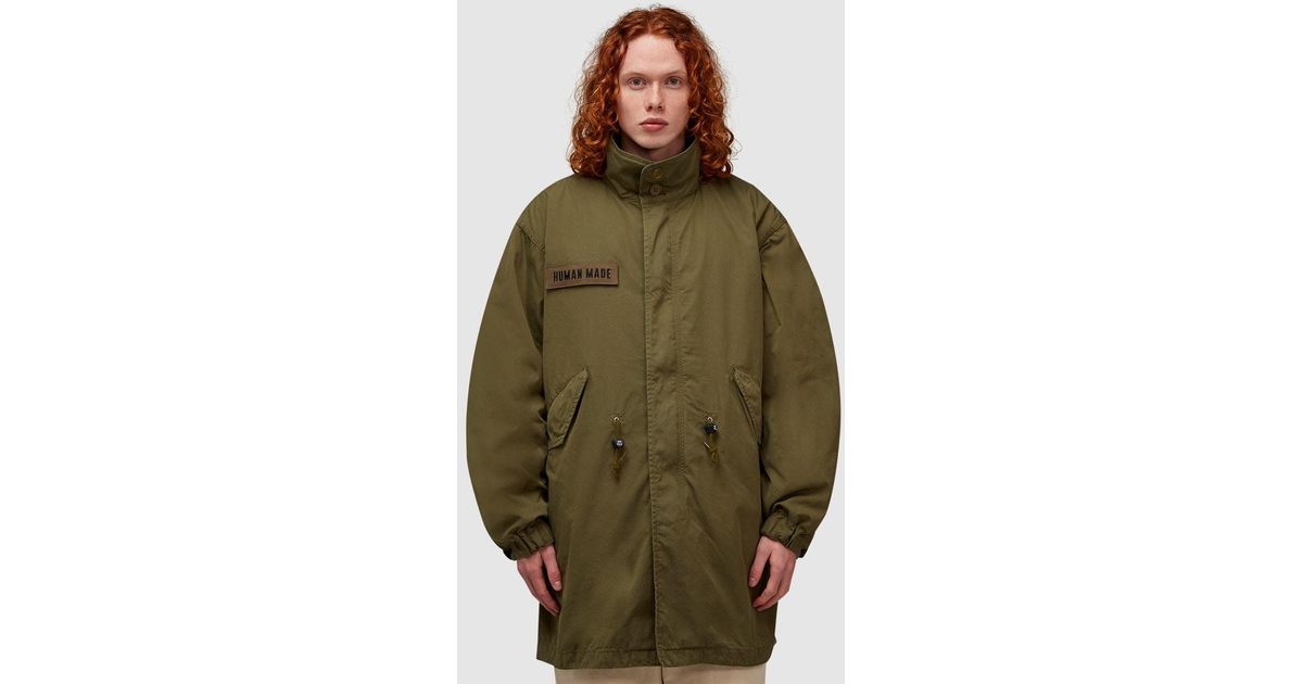 Human Made Men's Hooded Fishtail Parka Jacket in Black Human
