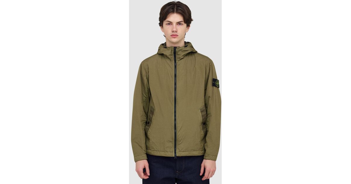 Stone Island Boys Lightweight Crinkle Reps Jacket in Green