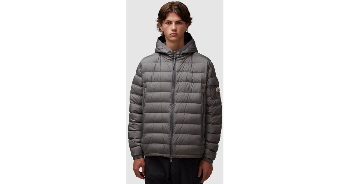 Moncler Galion Hooded Down Jacket in Grey for Men Lyst UK