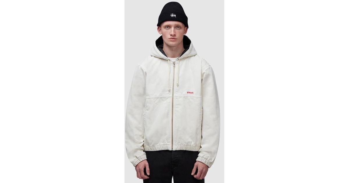 Stussy White Canvas Insulated Work Jacket for men