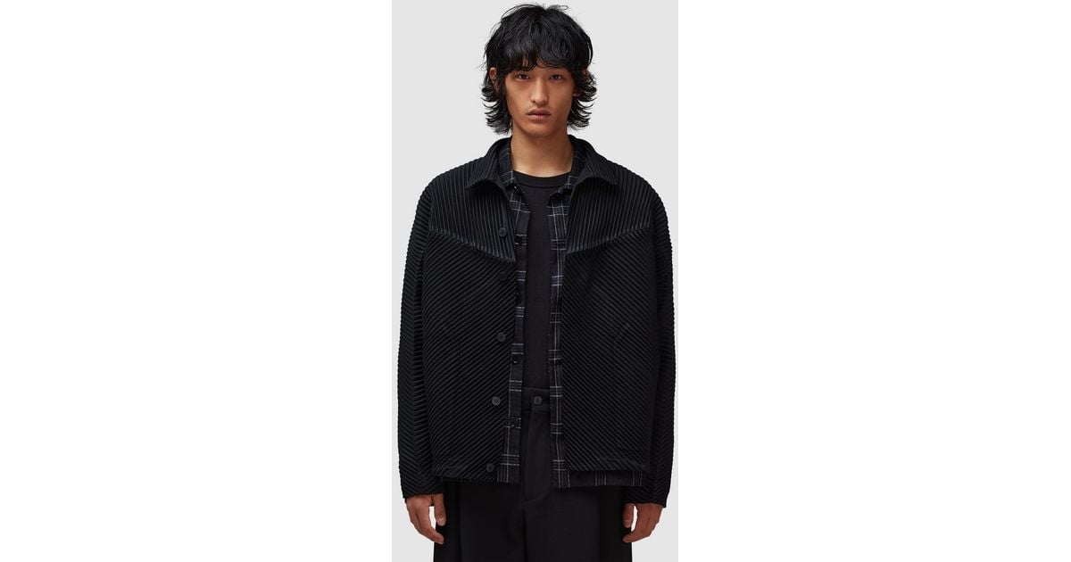 Homme Plissé Issey Miyake September Pleats Jacket in Black for Men