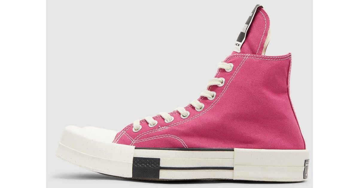 converse Rick Owens ピンク Rick Owens X Converse Turbodrk Laceless Hi Sneaker (Hot in Pink | Lyst