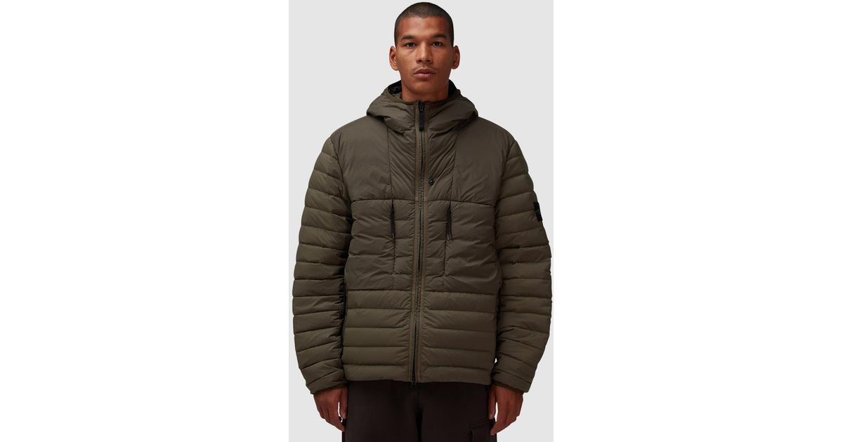 Stone Island Seamless Tunnel Hooded Down Jacket (Military in Brown 