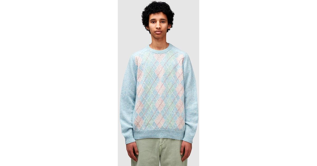 Noah Pastel Argyle Shetland Sweater ( in Blue for Men | Lyst