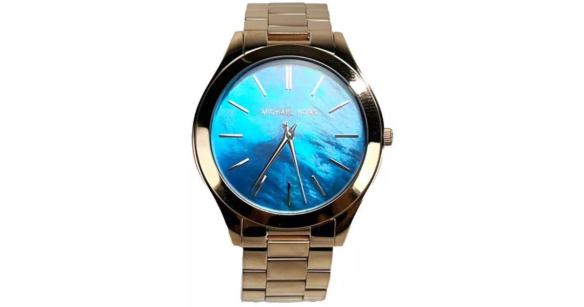 Michael Kors Slim Runway Stainless Steel Watch Mk3494 Ocean Blue