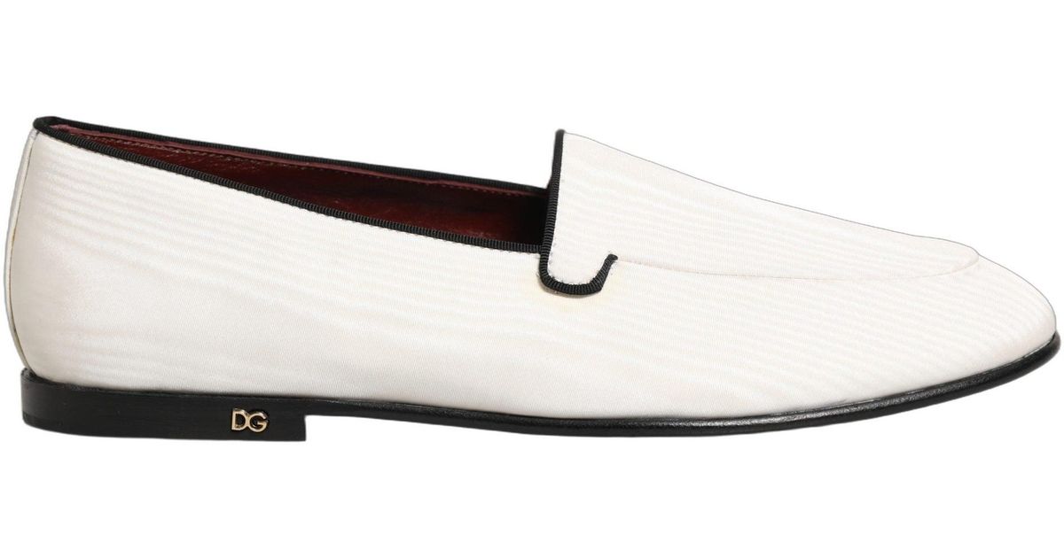 Dolce & Gabbana White Velvet Slip On Men Flats Loafers Shoes  display picture 3