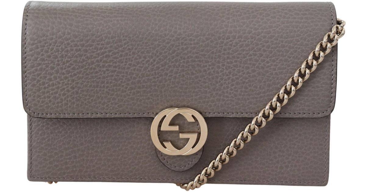 Gucci Dollar Calf Leather Clutch Wallet & Crossbody Bag One in Gray | Lyst