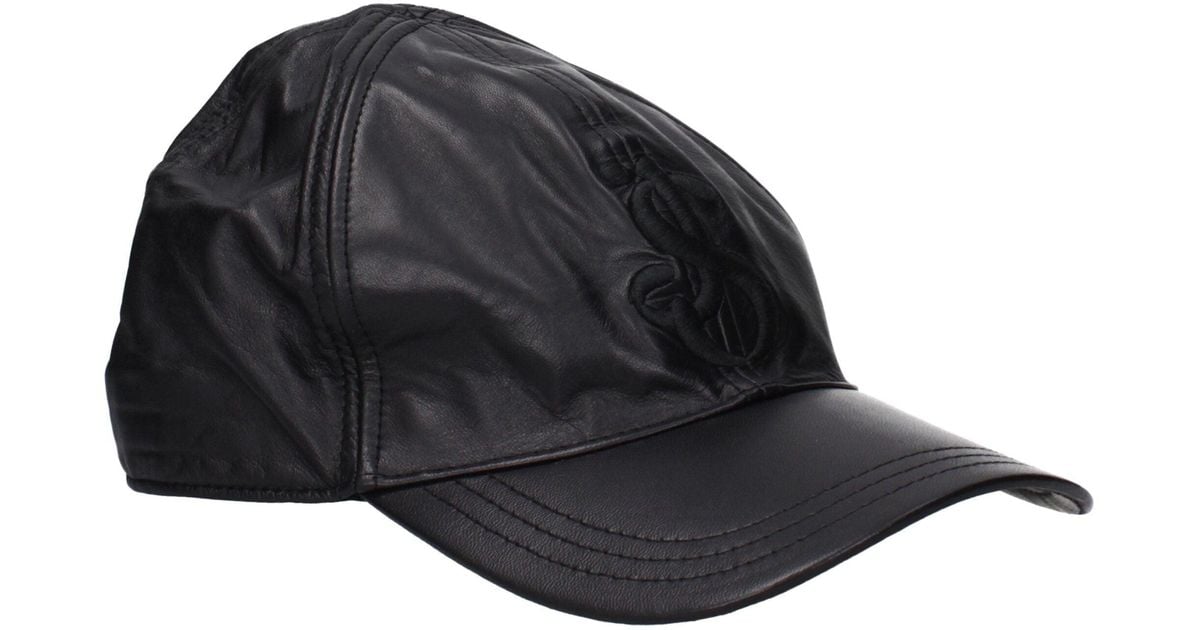 Jil Sander Black Leather Caps (baseball Hat) for Men Lyst UK