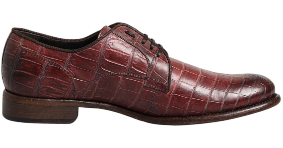 Dolce & Gabbana Burgundy Leather Lace Up Derby Dress Shoes DOLCE & GABBANA $6500 Croco Leather Derby Shoes VENEZIA  main image 3