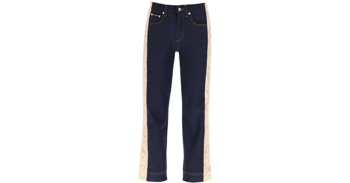 Dolce & Gabbana Denim Jeans With Brocade Bands in Blue - Lyst
