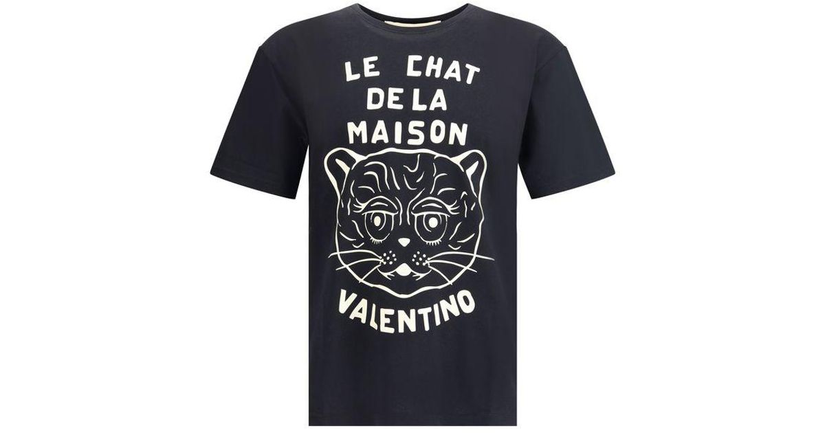 【VALENTINO】Le Chat De La Maison Tシャツ 猫柄 イタリア製 Valentino Garavani Chat De La Maison-print T-shirt | Red