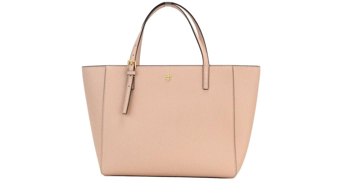 Tory Burch Emerson Small Light Meadowsweet Saffiano Leather Tote Bag in