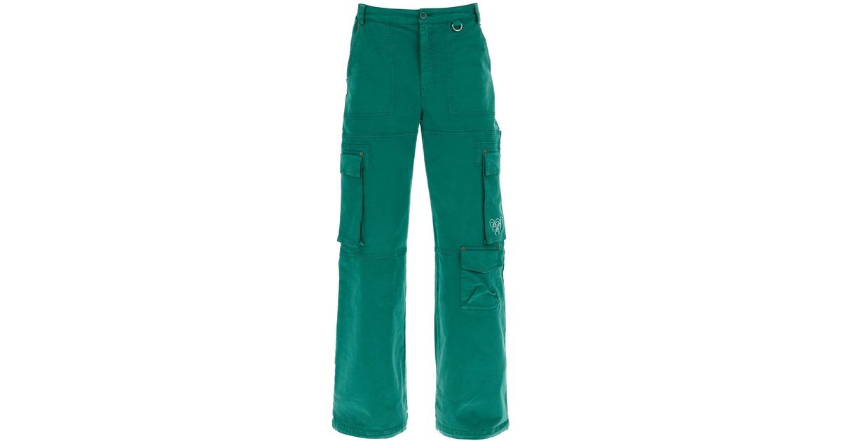 Marine Serre Cargo Pants With Wide Leg in Green for Men | Lyst