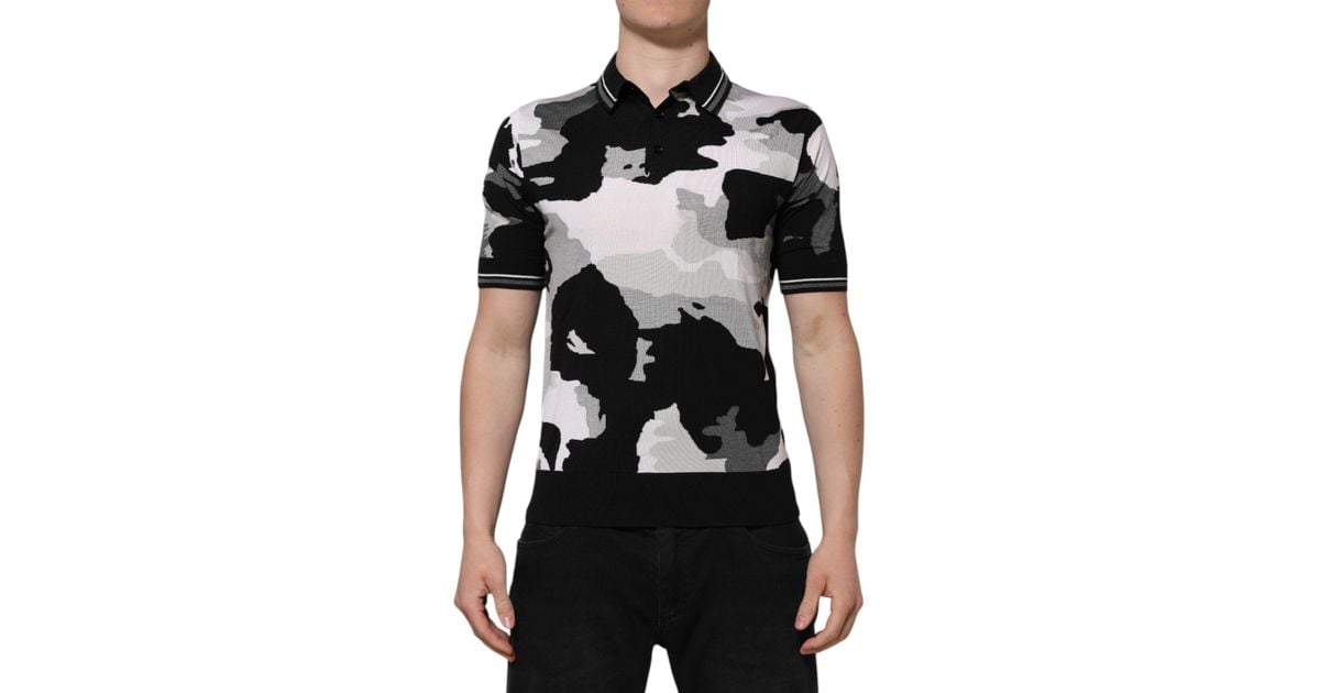 トップス 00s dolce&gabbana camo pattern polo Dolce & Gabbana Camouflage-Pattern Silk Polo Shirt | Sendegaro CH