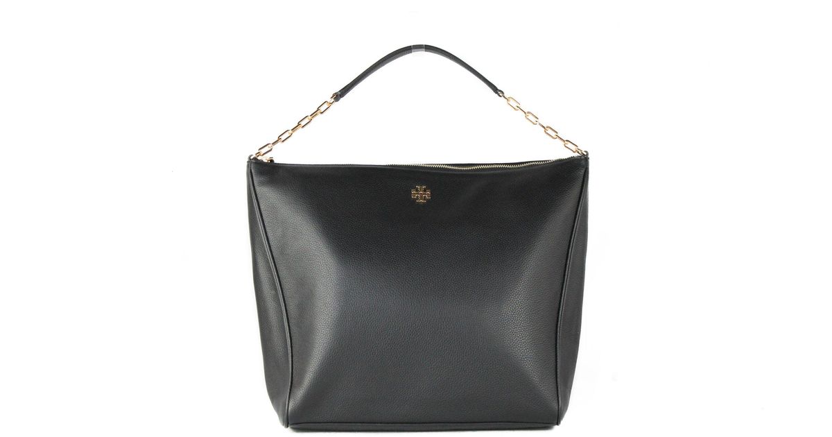 Tory Burch Carter Pebbled Leather Slouchy Hobo Shoulder Handbag in