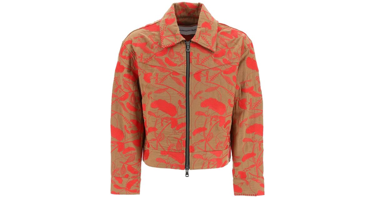 ANDERSSON BELL Embroidered Blouson Jacket in Orange for Men | Lyst