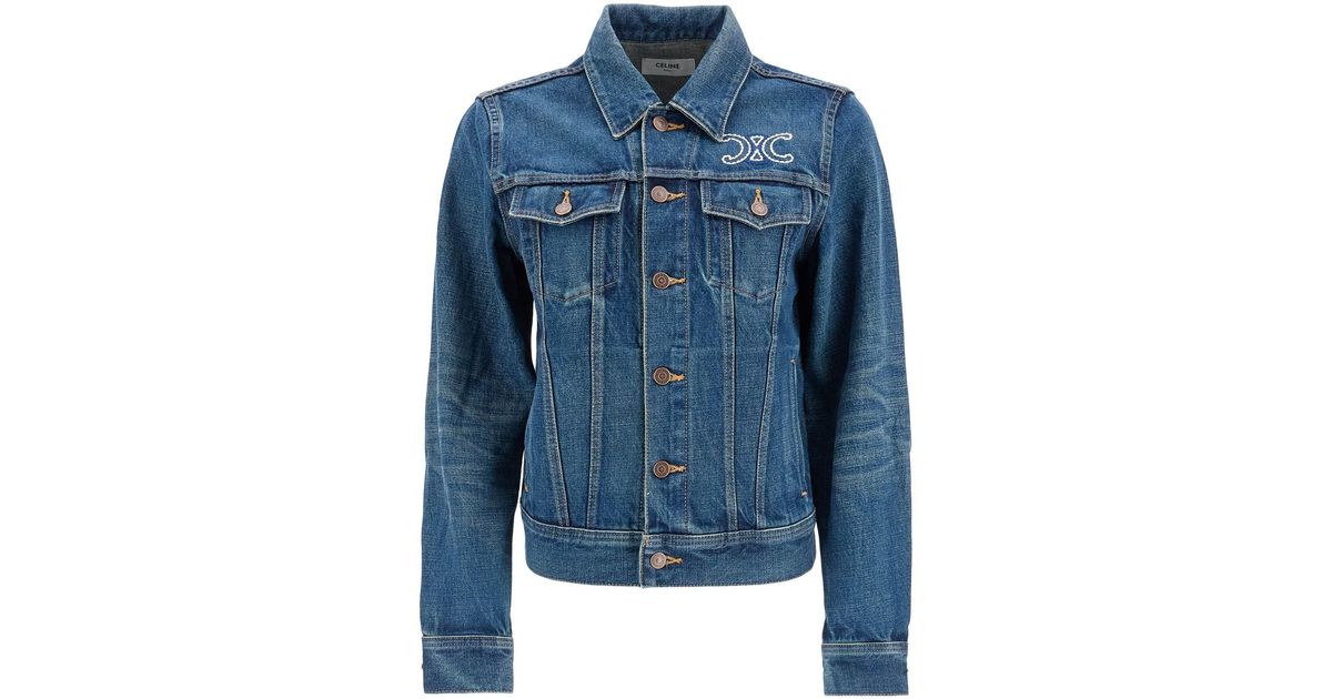 【超希少】CELINE Back Logo Boa Denim Jacket Buy Celine Denim Logo Jacket - S - Authenticated Pre-Owned