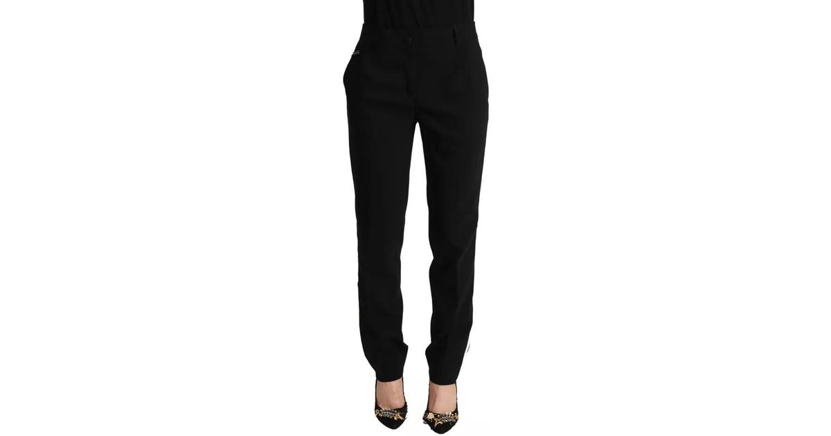 Dolce & Gabbana Black Stripes Wool Dress Formal Trouser Pants main image 1