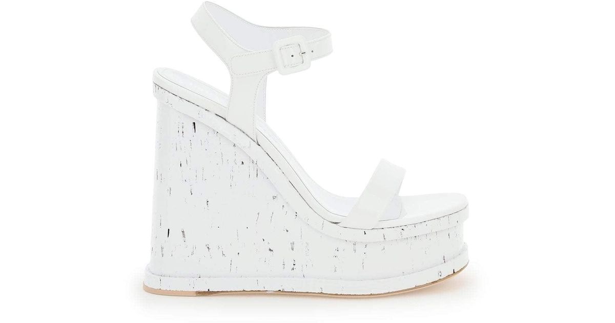 HAUS OF HONEY Leather Laquarel Doll Wedge Sandals in White | Lyst
