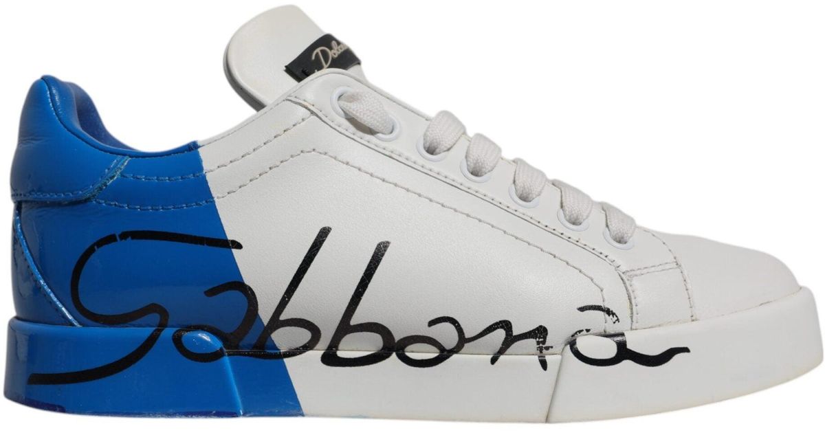 Dolce & Gabbana White Leather Shoes Womens Logo Portofino Sneakers main image 0