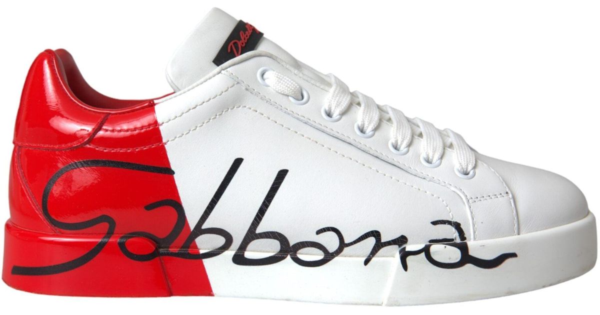 dolce gabbana white red sneakers