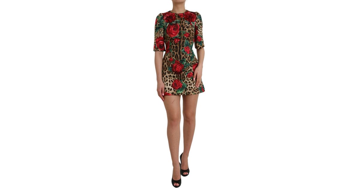 dark green print dress Vintage Dolce & Gabbana Leopard Dress – MAUVE