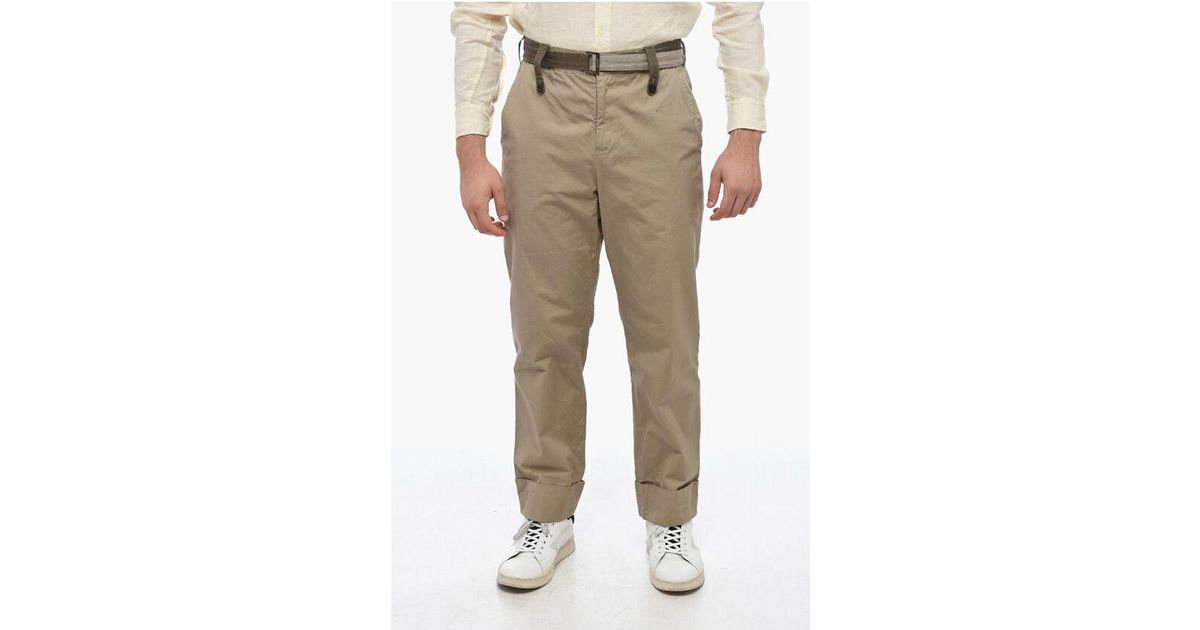 Sacai Belted Chino Pants With Turn in Natural for Men | Lyst