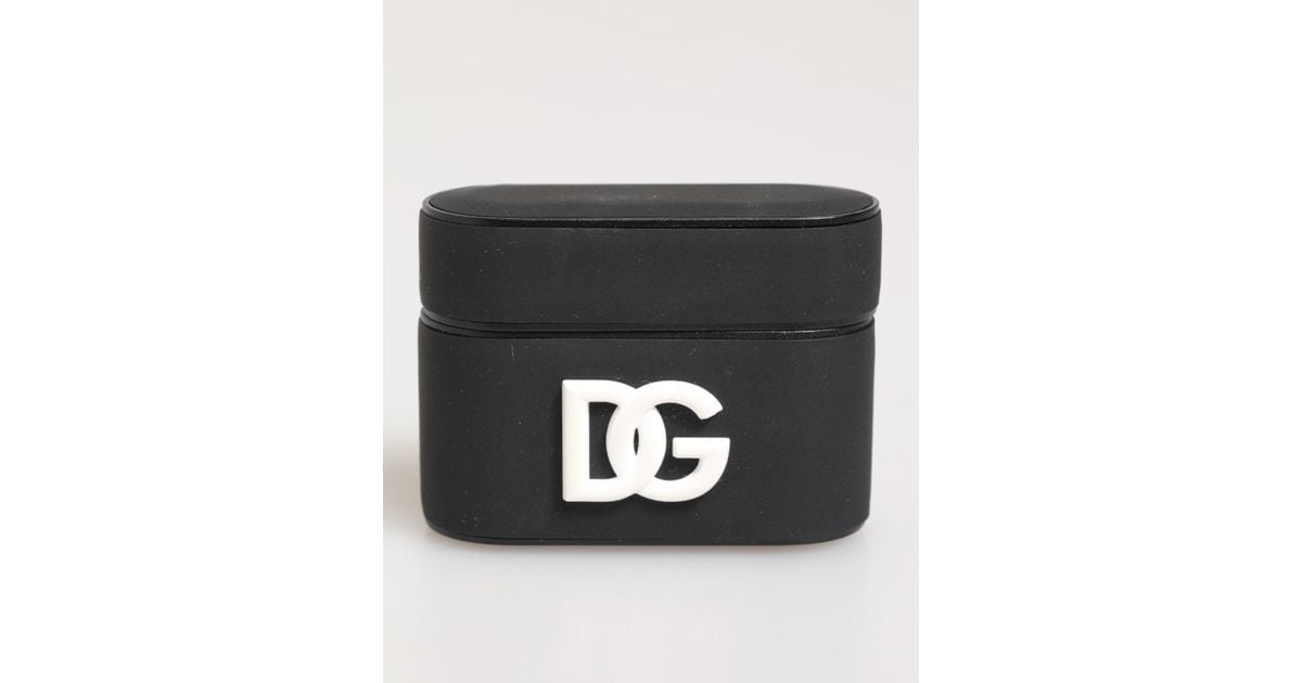 Dolce & Gabbana Green Logo Plaque Leather Gold Metal Strap Airpods Case main image 1