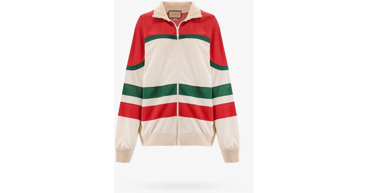 Gucci Long Sleeves Closure With Zip Sweatshirts in Red | Lyst