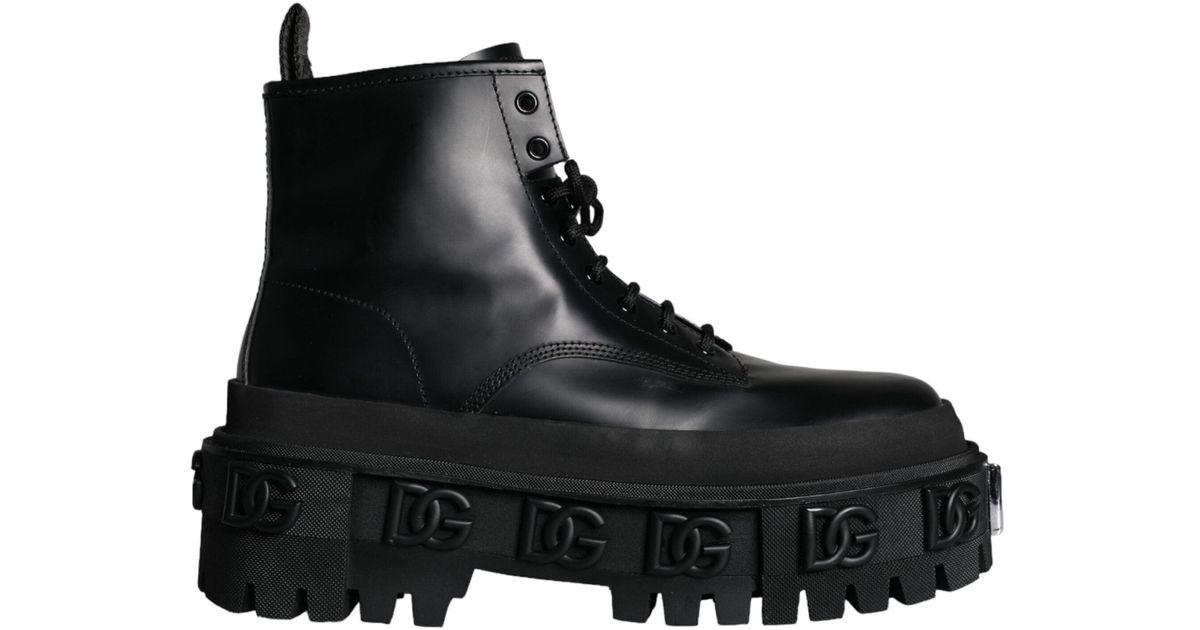 Dolce Gabbana Black Lace Up Trekking Ankle Boots Men Shoes for Men Lyst