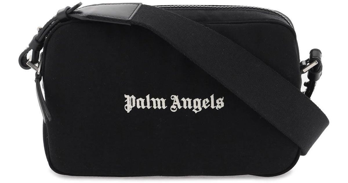 Palm Angels ロゴ 刺繍 メッセンジャーバッグ 黒 Palm Angels Embroidered Logo Camera Bag With in Black for