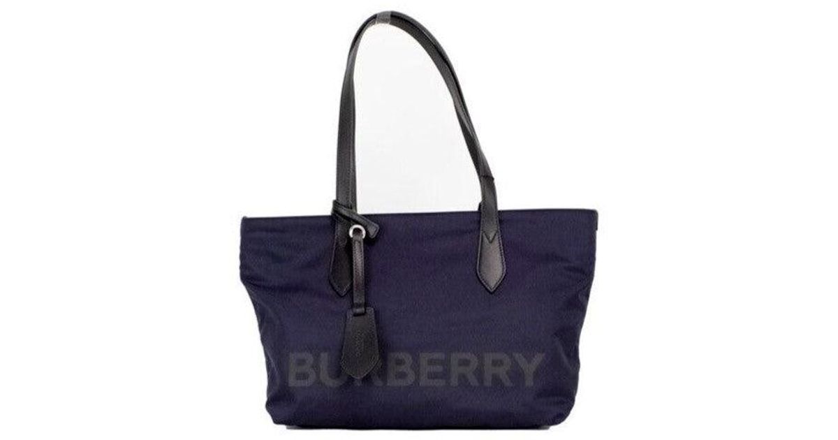 Burberry Small Navy Blue Logo Econyl Nylon Tote Shoulder Handbag Purse ...