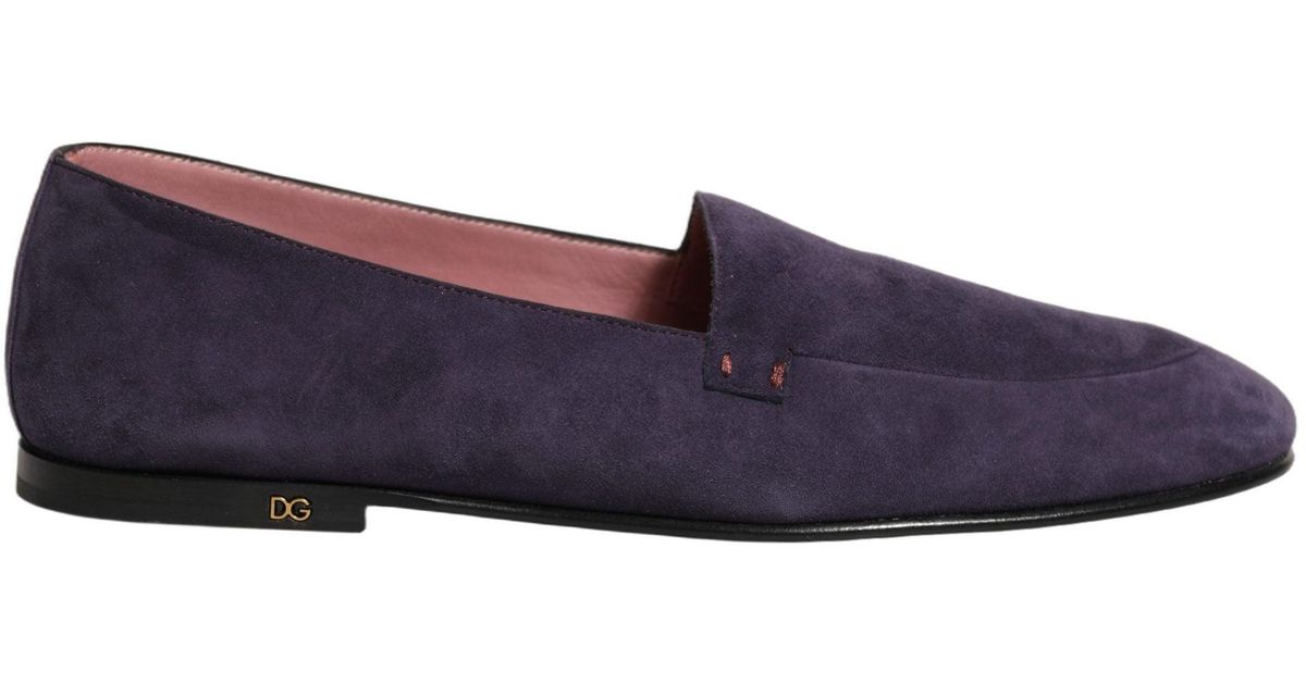 Dolce & Gabbana Violet Velvet Slip On Men Flats Loafers  display picture 3