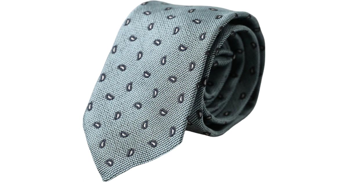 Dolce & Gabbana Dark Green Patterned Silk Adjustable Men Necktie Tie