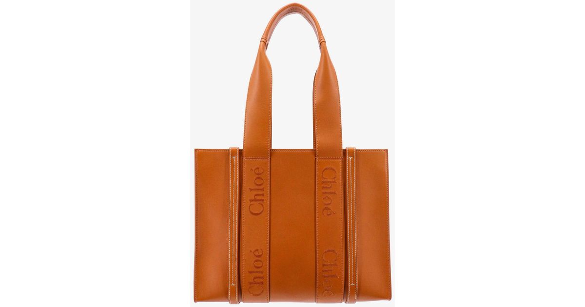 Chloé Leather Lined Shoulder Bags in Orange Lyst