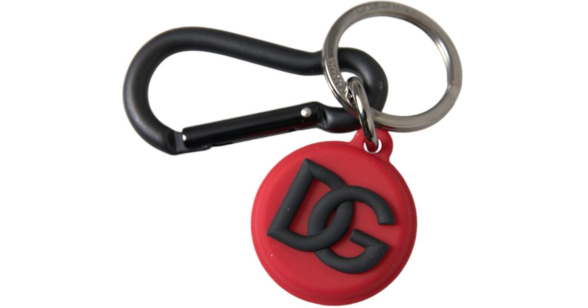 Dolce & Gabbana Yellow Logo Polyester Silver Brass Holder Keychain Keyring main image 1